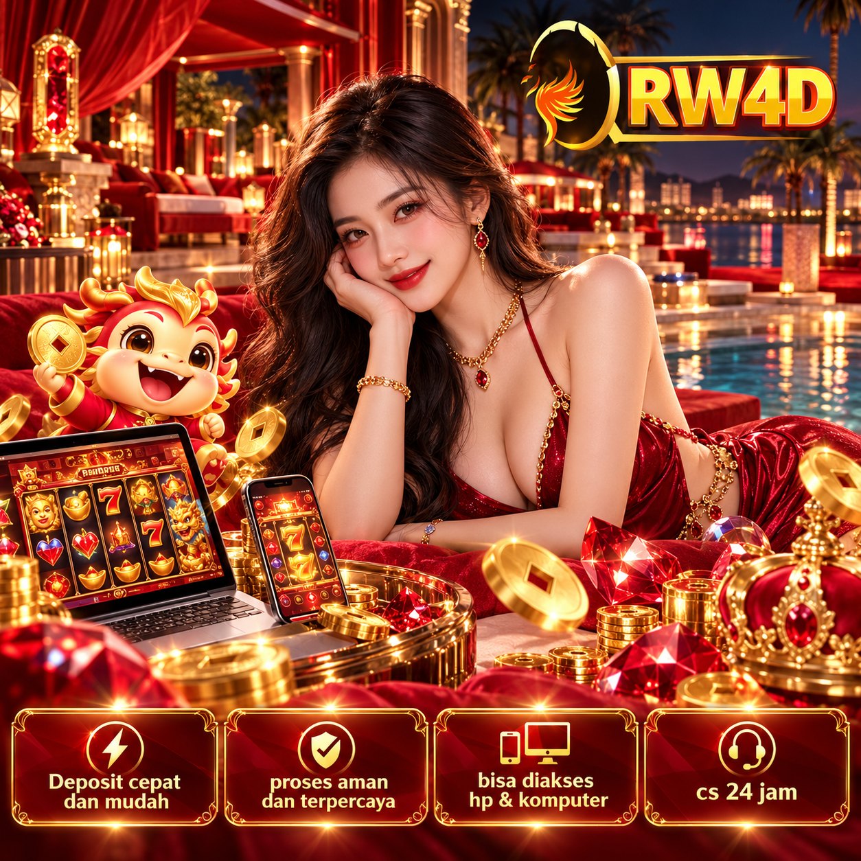 Poster RW4D dengan karakter di area merah dan emas
